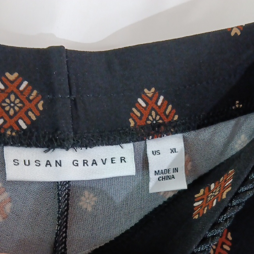 Susan Graver Women's Size XL Black and Brown Wide Leg Pants Tassled Rope Belt - Picture 5 of 8